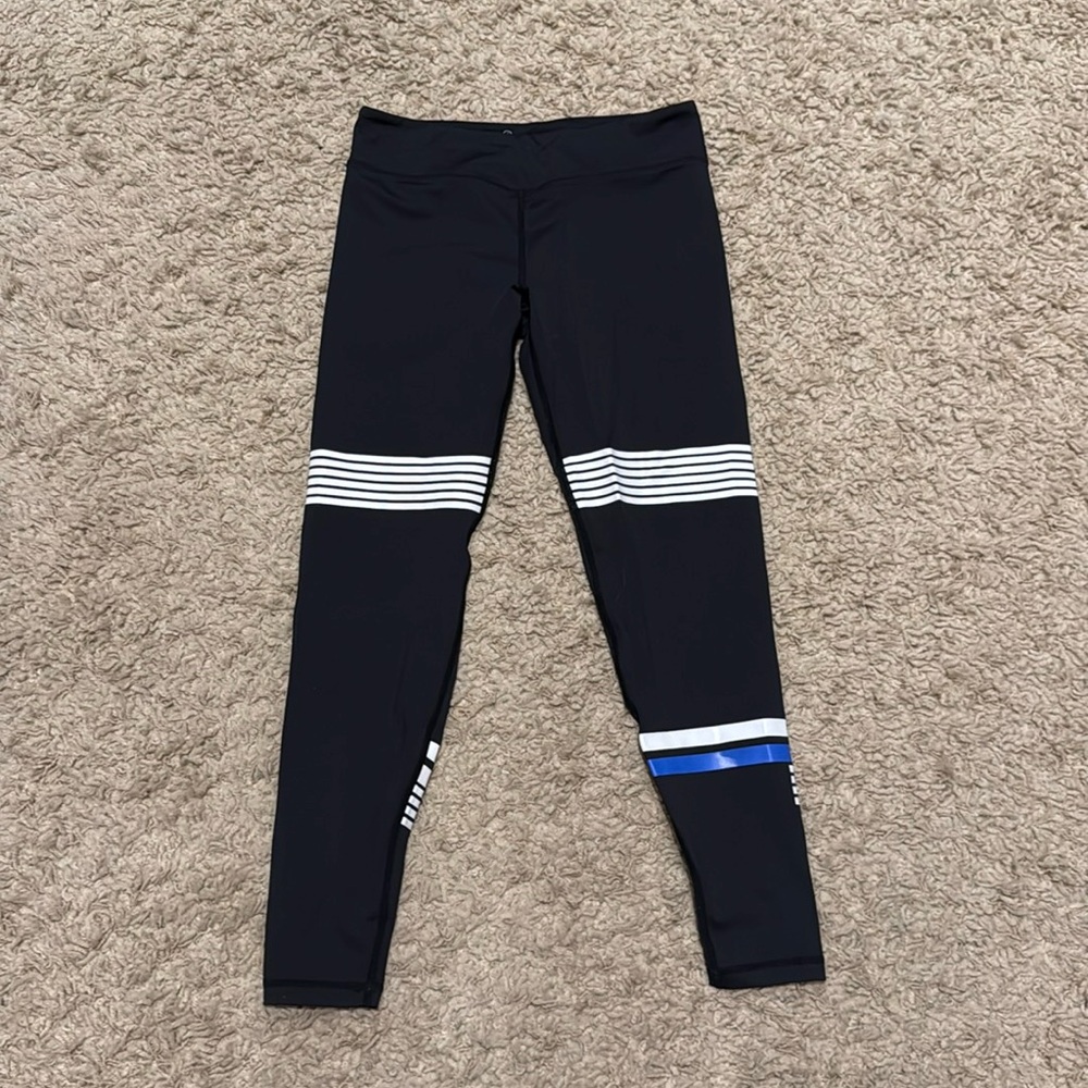 Lilybod Women’s Black & White Stripe Leggings size Medium